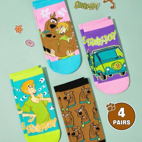 SCOOBY-DOO 4 Pairs Cute Dog Pattern Soft Breathable Sweat-Absorbent Socks - Picture 3 of 3